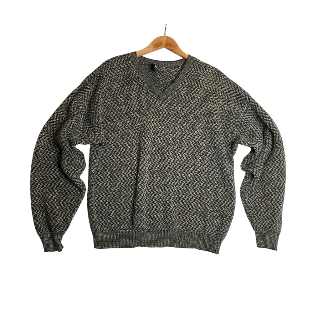Vintage TSR USA Chunky Pullover V-Neck Sweater Grandpacore 90s Retro Normcore L‎